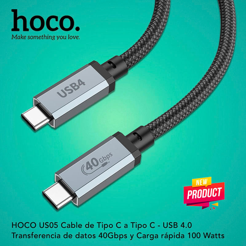 HOCO US05 Cable Tipo C / USB 4.0 40Gbps / 100 Watts PD