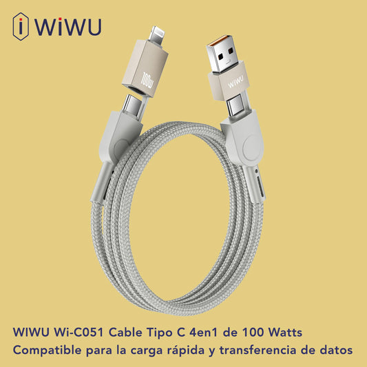 WIWU Raptor 4en1 Cable Tipo C a Tipo C / 100 Watts