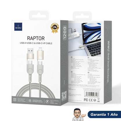 WIWU Raptor 4en1 Cable Tipo C a Tipo C / 100 Watts