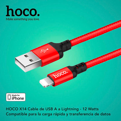 HOCO X14 Cable USB A para iPhone / 12 Watts / 2 Metros
