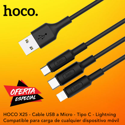 HOCO X25 3en1 Cable USB / 12 Watts / 1 metro