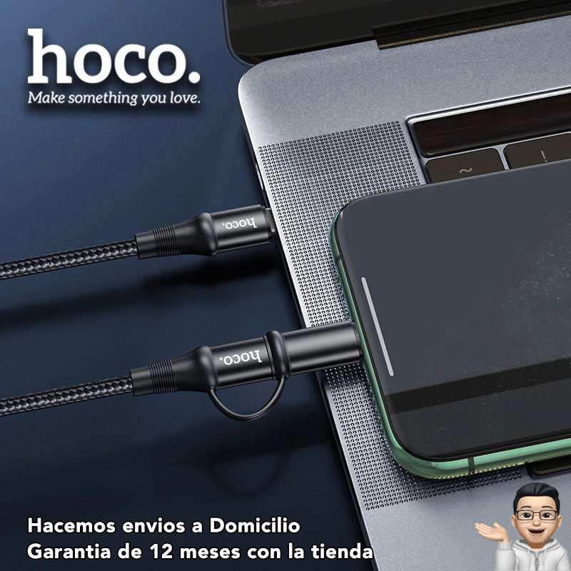 HOCO X50 2en1 Cable Tipo C a Tipo C / 60 Watts / 1 metro