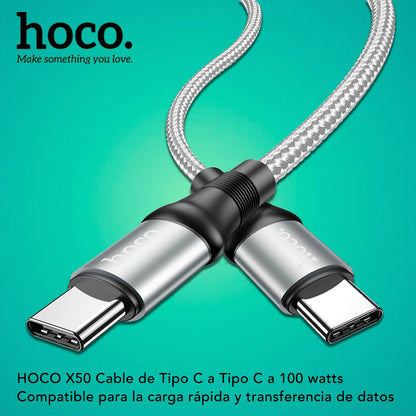 HOCO X50 Cable Tipo C a Tipo C / 100 Watts / 1 y 2 metros