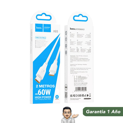HOCO X93 Cable Tipo C a Tipo C / 60 Watts / 1 y 2 metros