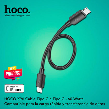 HOCO X96 Cable Tipo C a Tipo C / 60 Watts / 0.25 metros