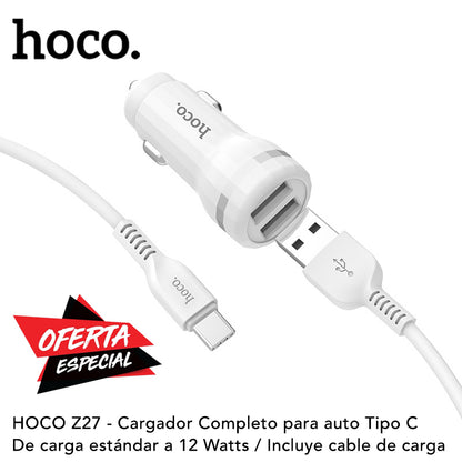 HOCO Z27 Cargador de Auto con cable Tipo C