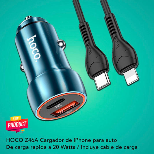 HOCO Z46A Cargador de Auto para iPhone Rápido
