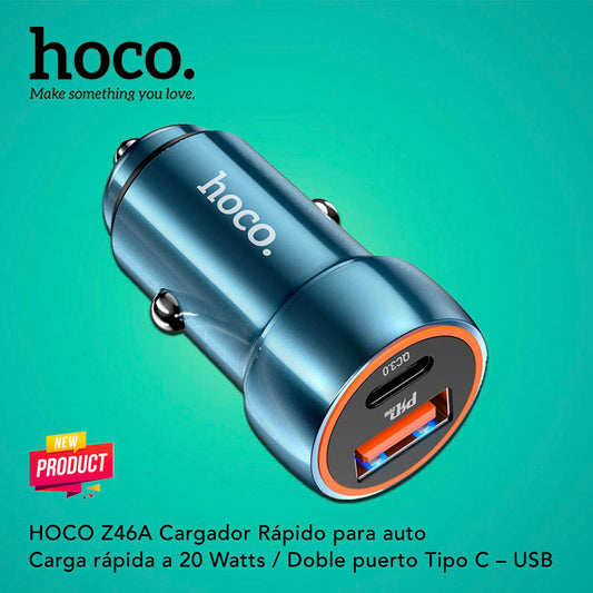 HOCO Z46A Cargador de Auto Rápido 20 Watts