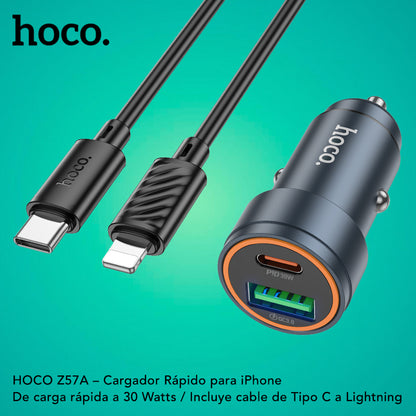 HOCO Z57A Cargador de Auto Rápido para iPhone