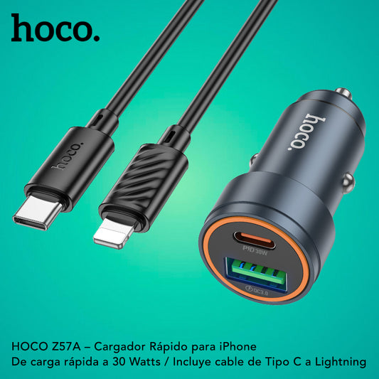 HOCO Z57A Cargador de Auto Rápido para iPhone