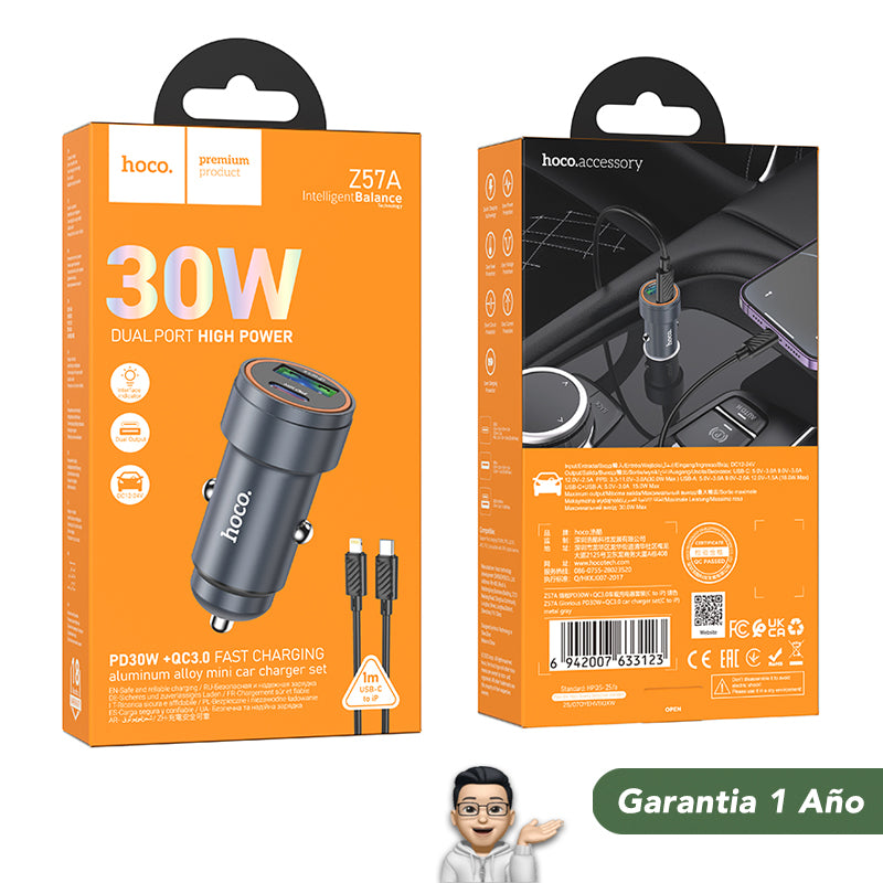 HOCO Z57A Cargador de Auto Rápido para iPhone