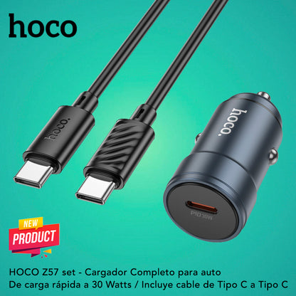 HOCO Z57 Set Cargador de Auto Rápido 30 Watts