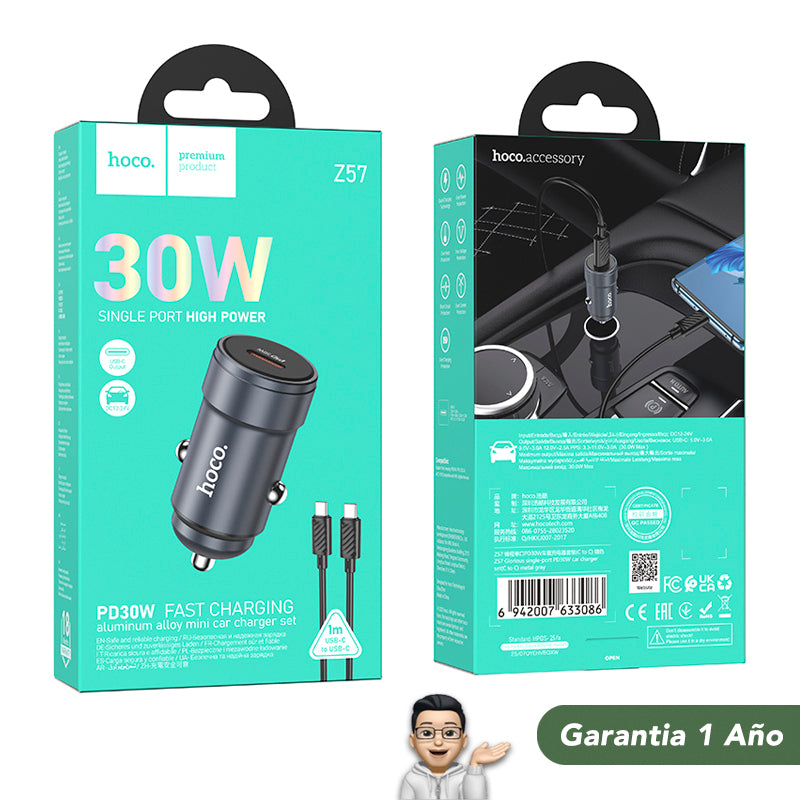 HOCO Z57 Set Cargador de Auto Rápido 30 Watts