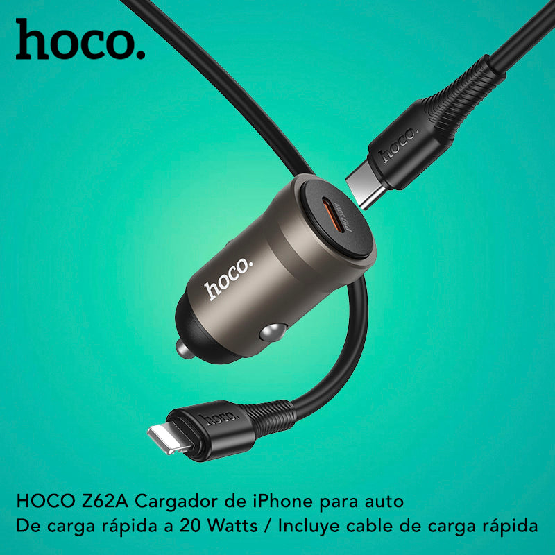 HOCO Z62A Cargador completo iPhone de Auto Rápido 30 Watts