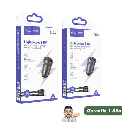 HOCO Z62A Cargador completo iPhone de Auto Rápido 30 Watts