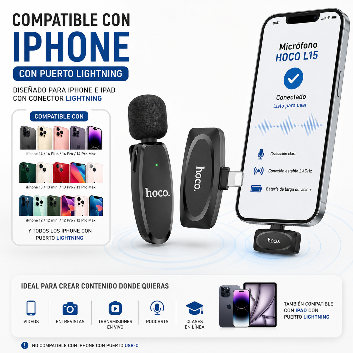 HOCO L15 Micrófono para iPhone