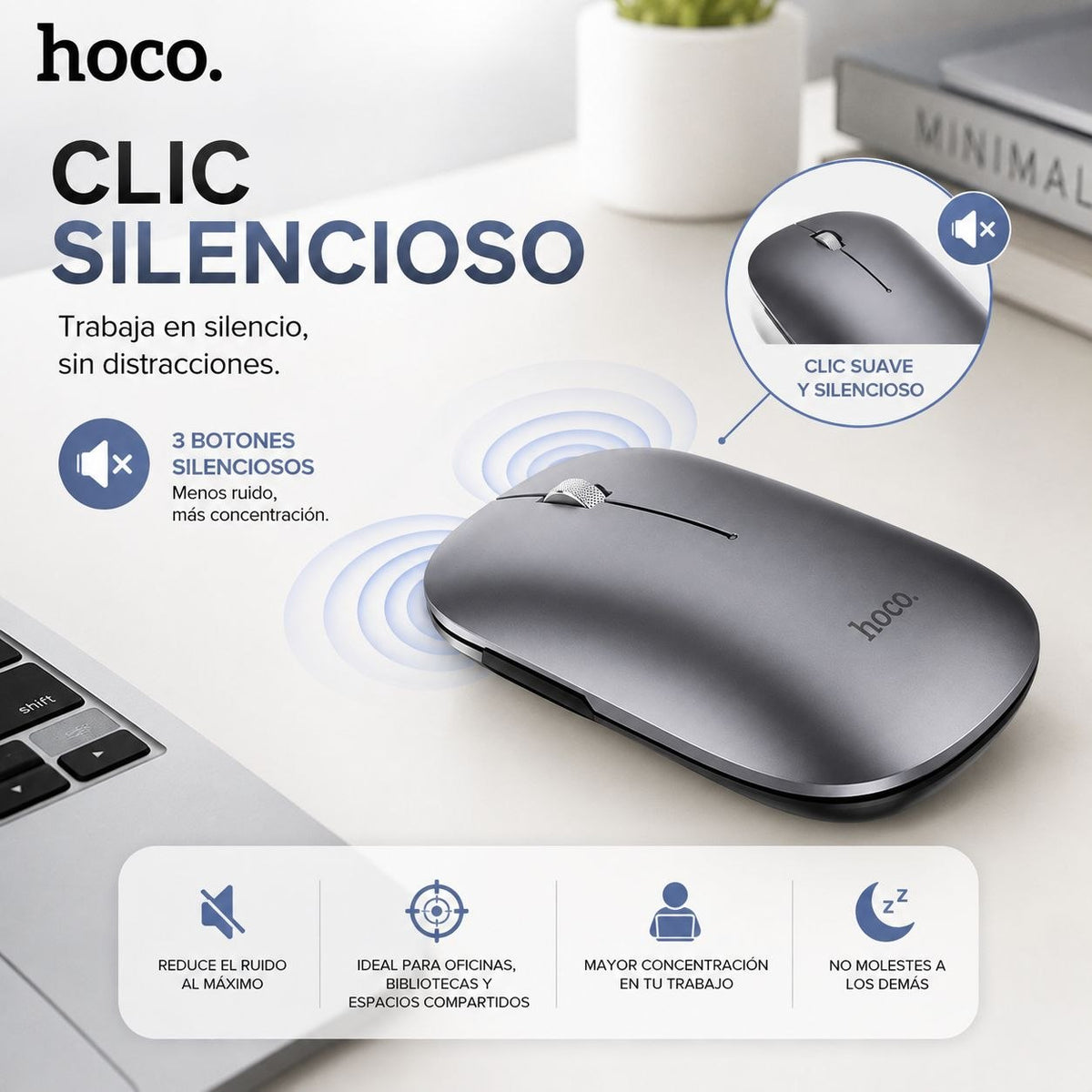 HOCO GM43 Mouse inalámbrico y Bluetooth