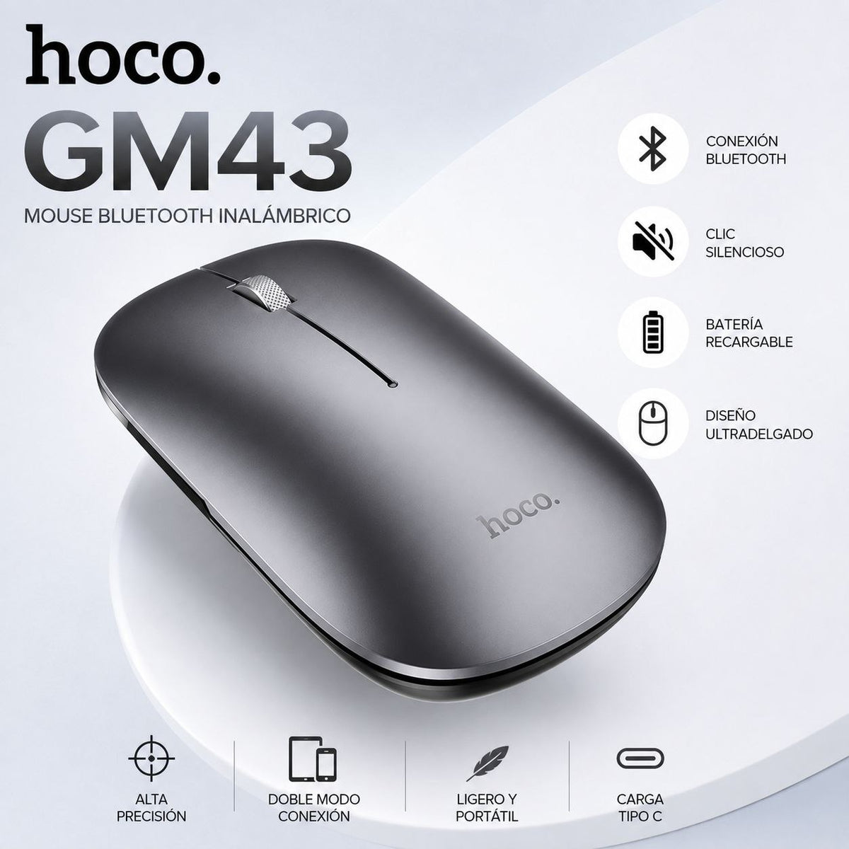 HOCO GM43 Mouse inalámbrico y Bluetooth