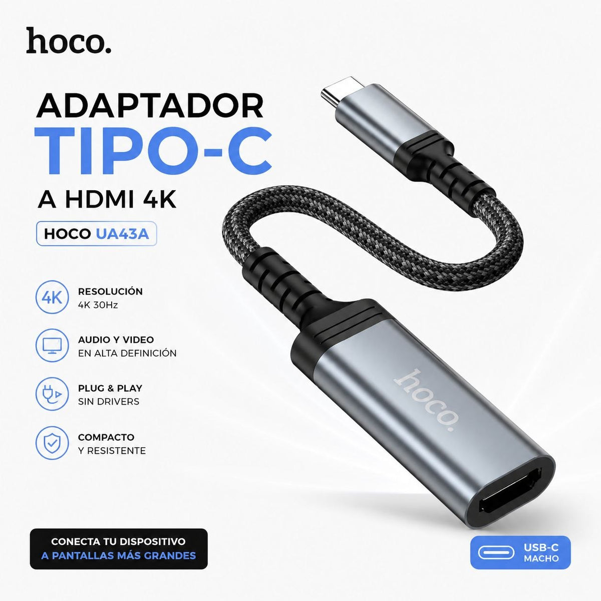 HOCO UA43A - Adaptador HDMI a Tipo C