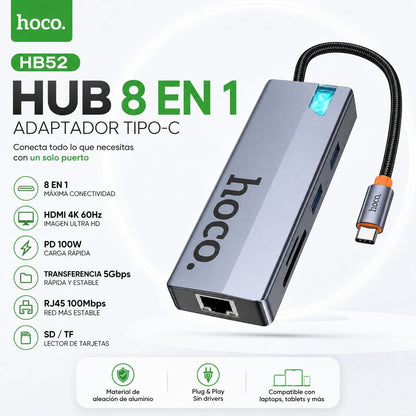 HOCO HB52 Adaptador HUB Tipo-C 8en1