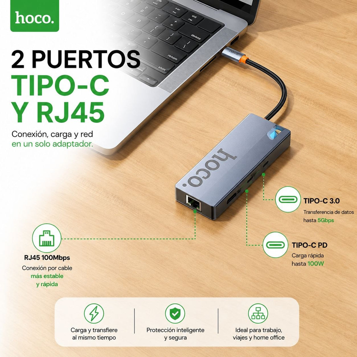 HOCO HB52 Adaptador HUB Tipo-C 8en1