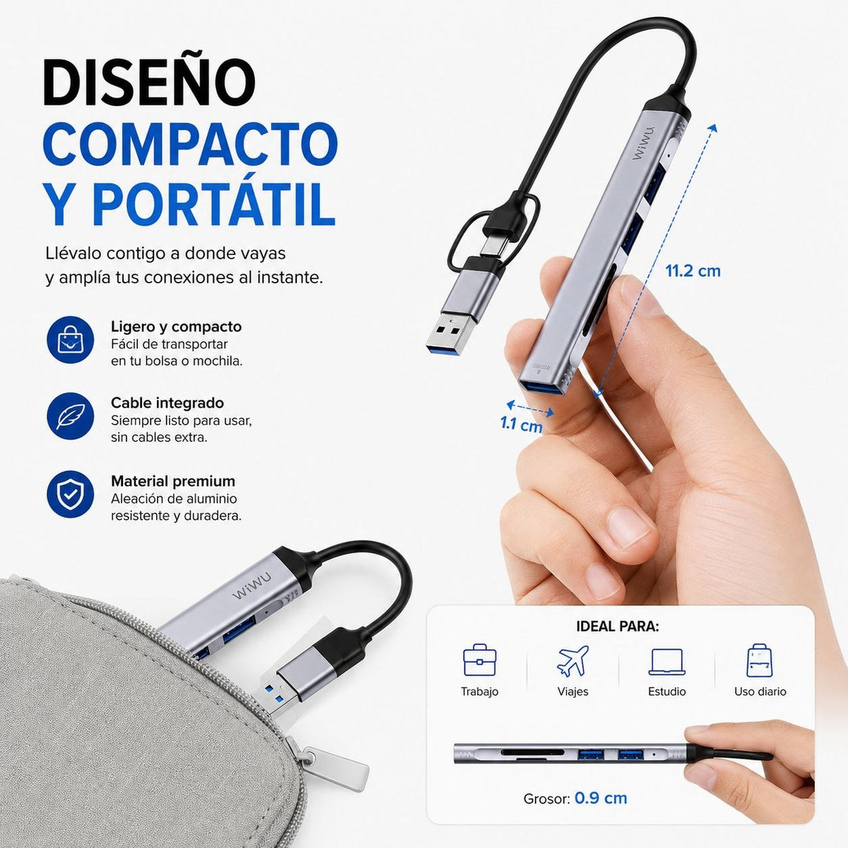 WIWU Wi-HB003 Adaptador HUB Tipo-C 5en1