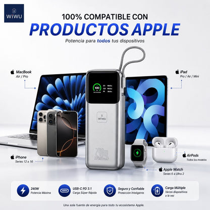 WIWU PM201 de 27000 mAh Carga Rápida 240 Watts