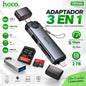 HOCO HB56-B Lector de Memoria Tipo C / Lightning 3en1