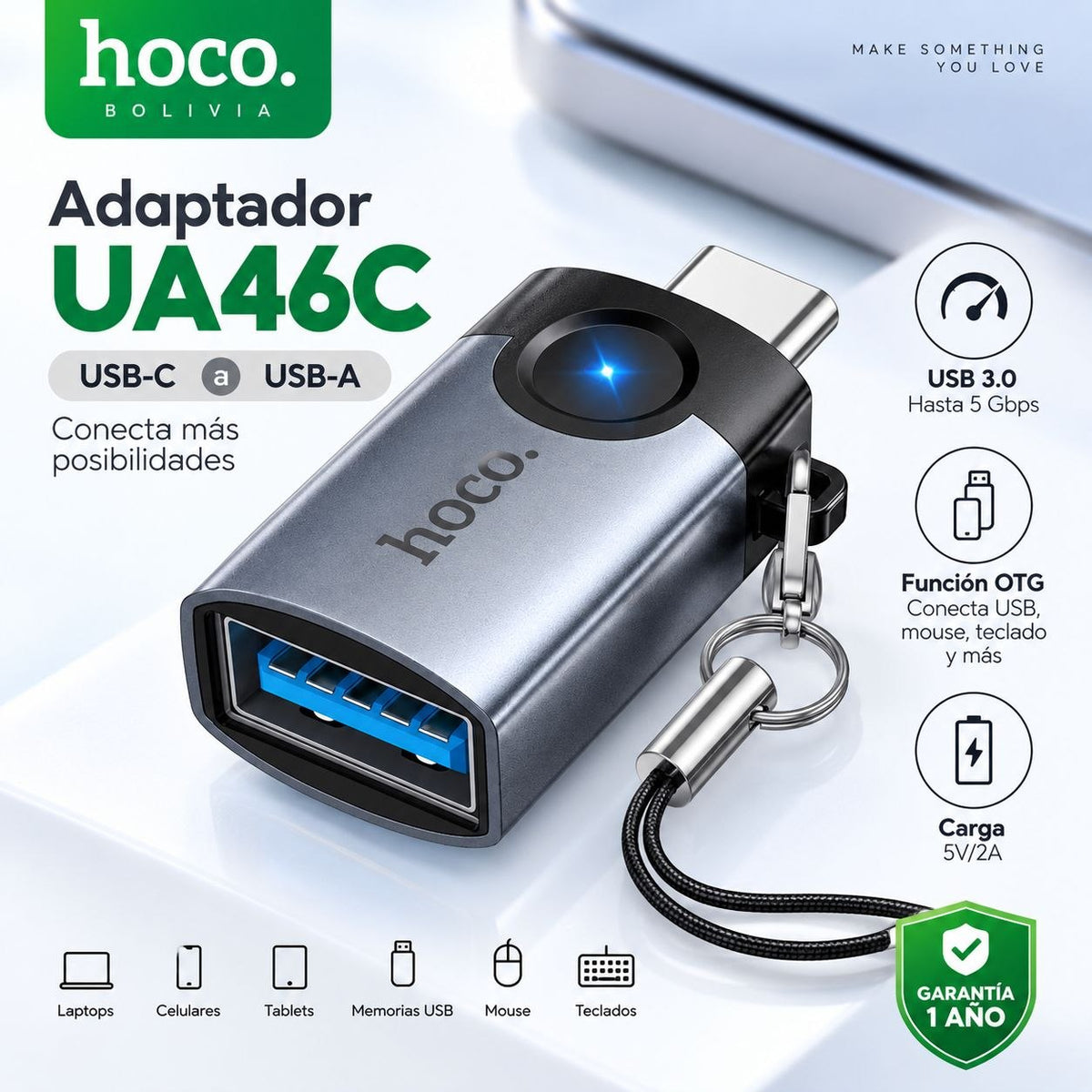 HOCO UA46-C Adaptador USB 3.0 a Tipo C OTG