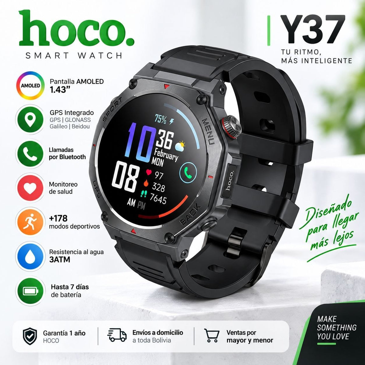 HOCO Y37 Smart Watch AMOLED GPS para Llamadas