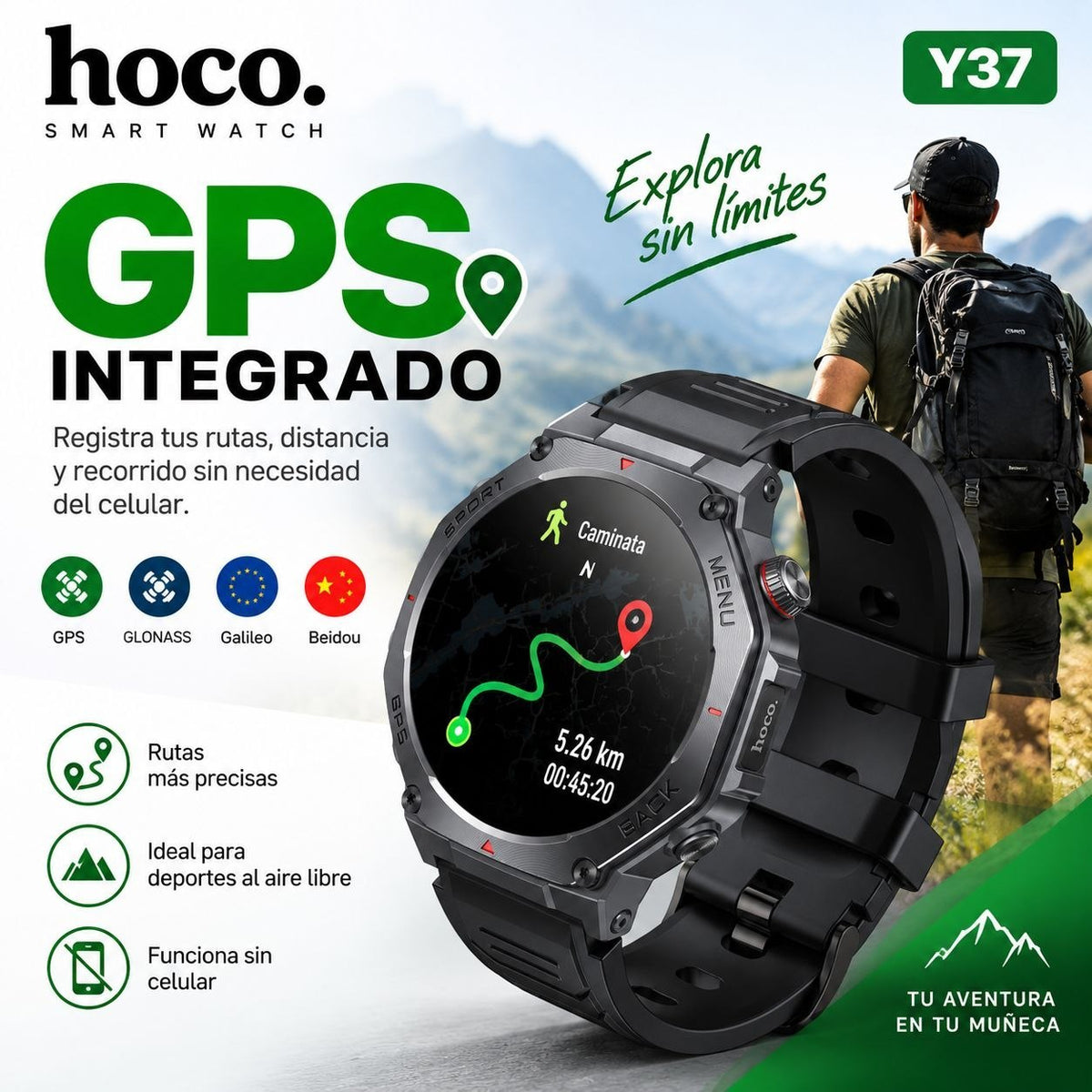 HOCO Y37 Smart Watch AMOLED GPS para Llamadas