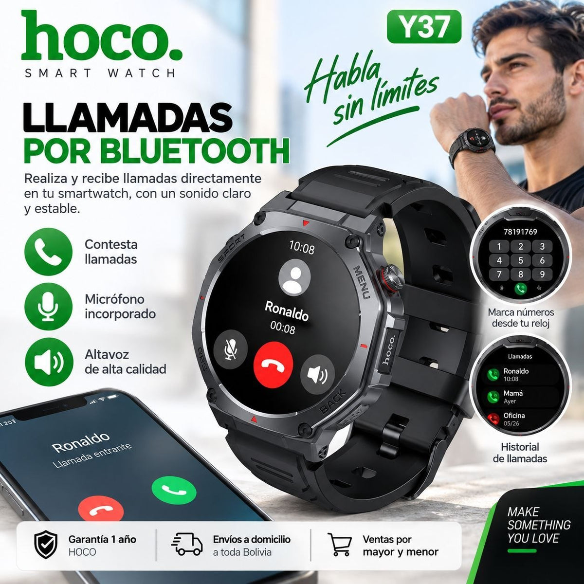 HOCO Y37 Smart Watch AMOLED GPS para Llamadas