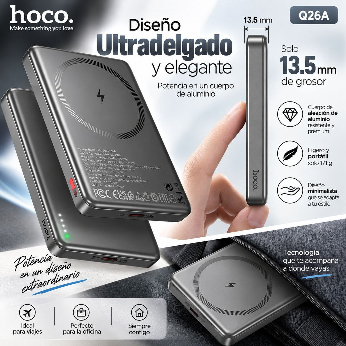 HOCO Q26A de 10000 mAh Carga rápida Magsafe