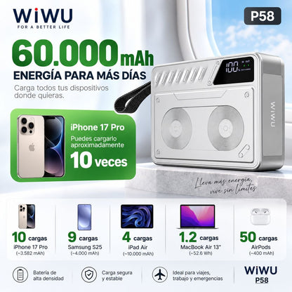 WIWU Wi-P58 de 60000 mAh Carga rápida 100 Watts