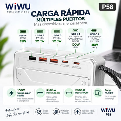 WIWU Wi-P58 de 60000 mAh Carga rápida 100 Watts