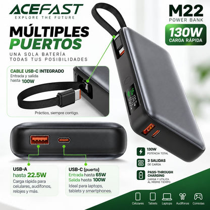 ACEFAST M22 de 20000 mAh Carga Rápida 130W