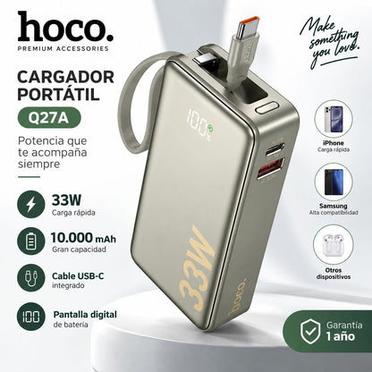 HOCO Q27A de 10000 mAh Carga Rápida con Cable