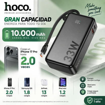 HOCO Q27A de 10000 mAh Carga Rápida con Cable