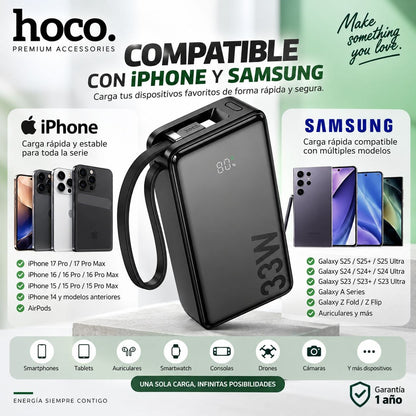 HOCO Q27A de 10000 mAh Carga Rápida con Cable