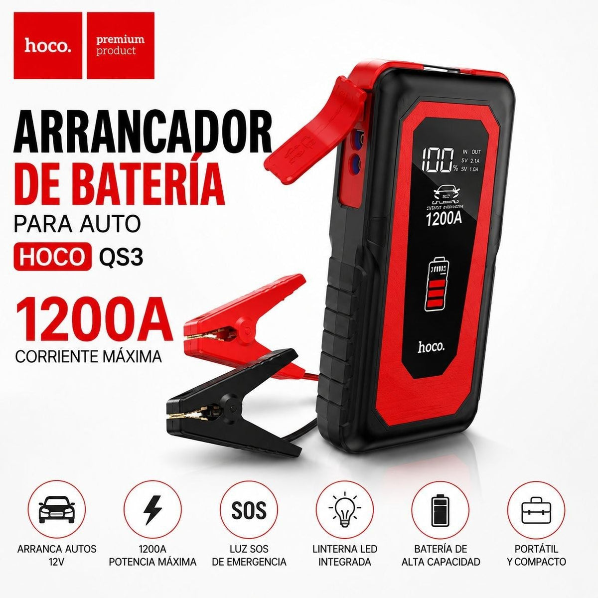 HOCO QS3  Arrancador de batería de 10.000 mAh
