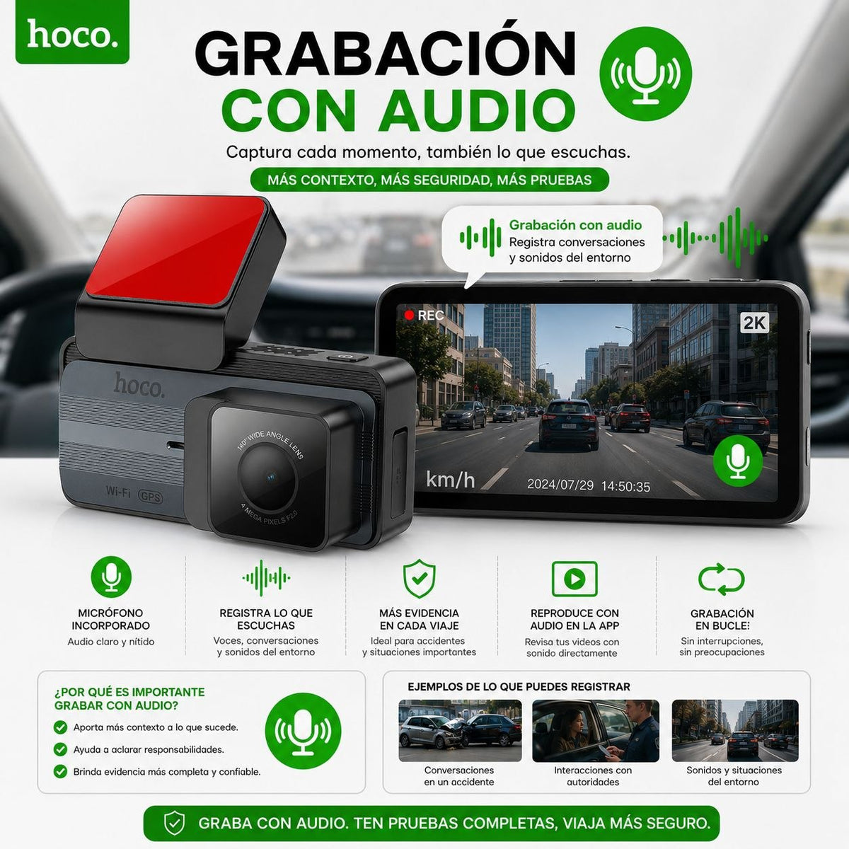 HOCO DV12  Grabadoras para vehículo con pantalla GPS