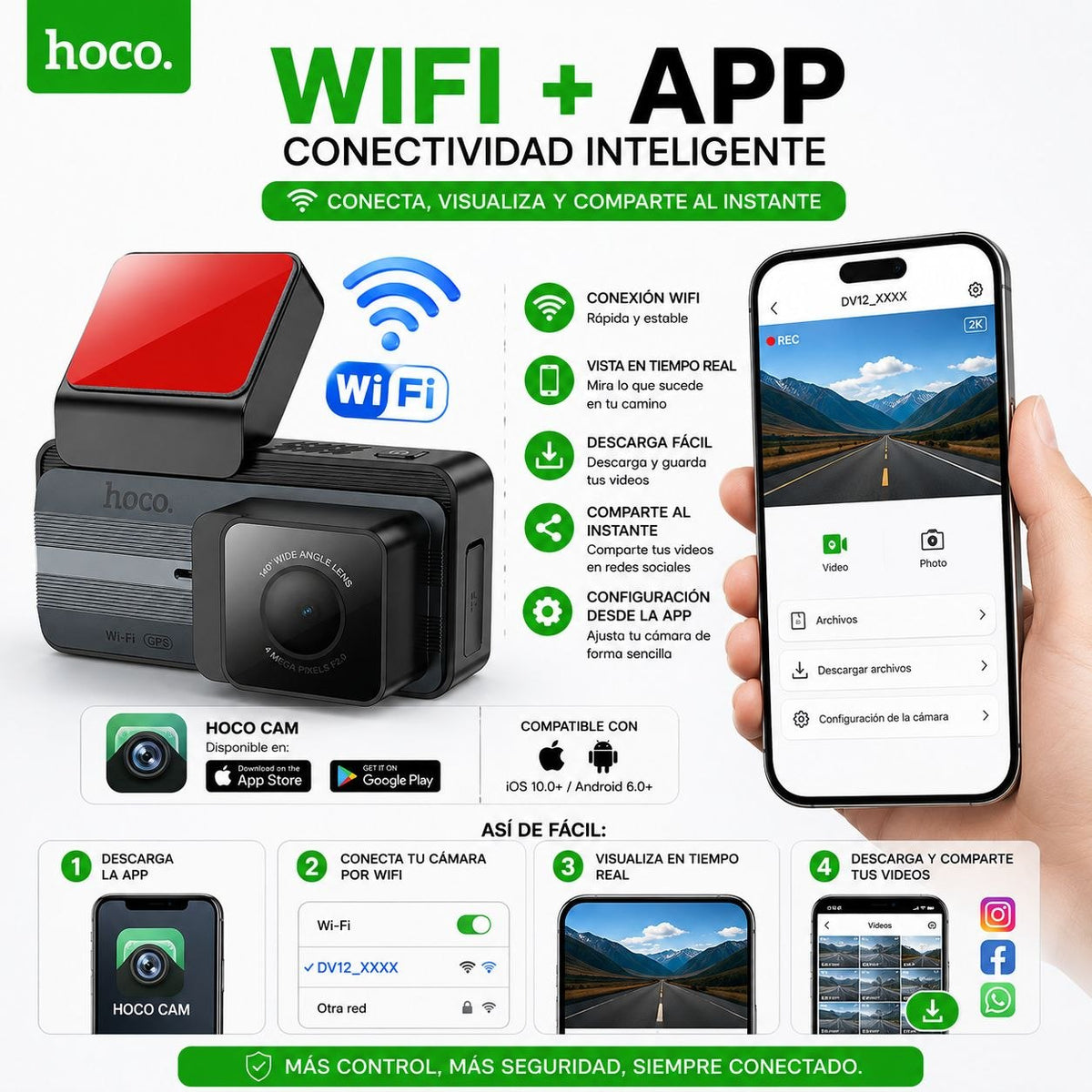 HOCO DV12  Grabadoras para vehículo con pantalla GPS