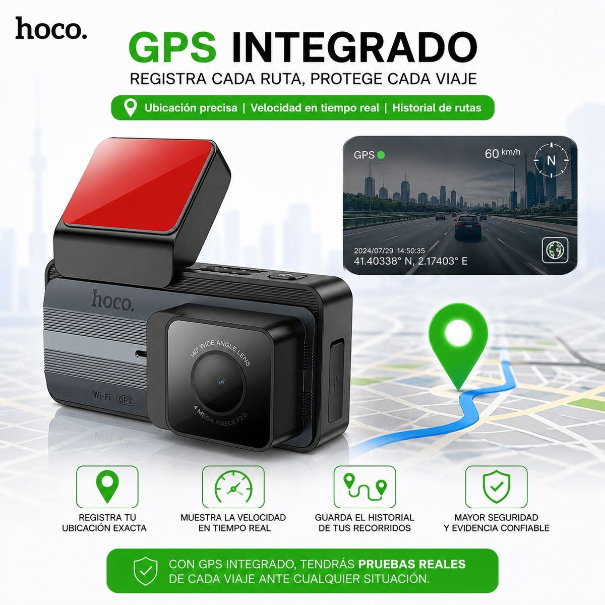 HOCO DV12  Grabadoras para vehículo con pantalla GPS