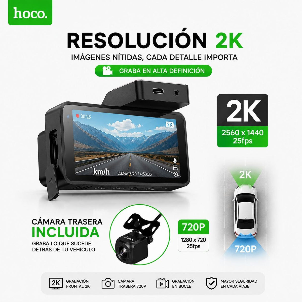 HOCO DV12  Grabadoras para vehículo con pantalla GPS