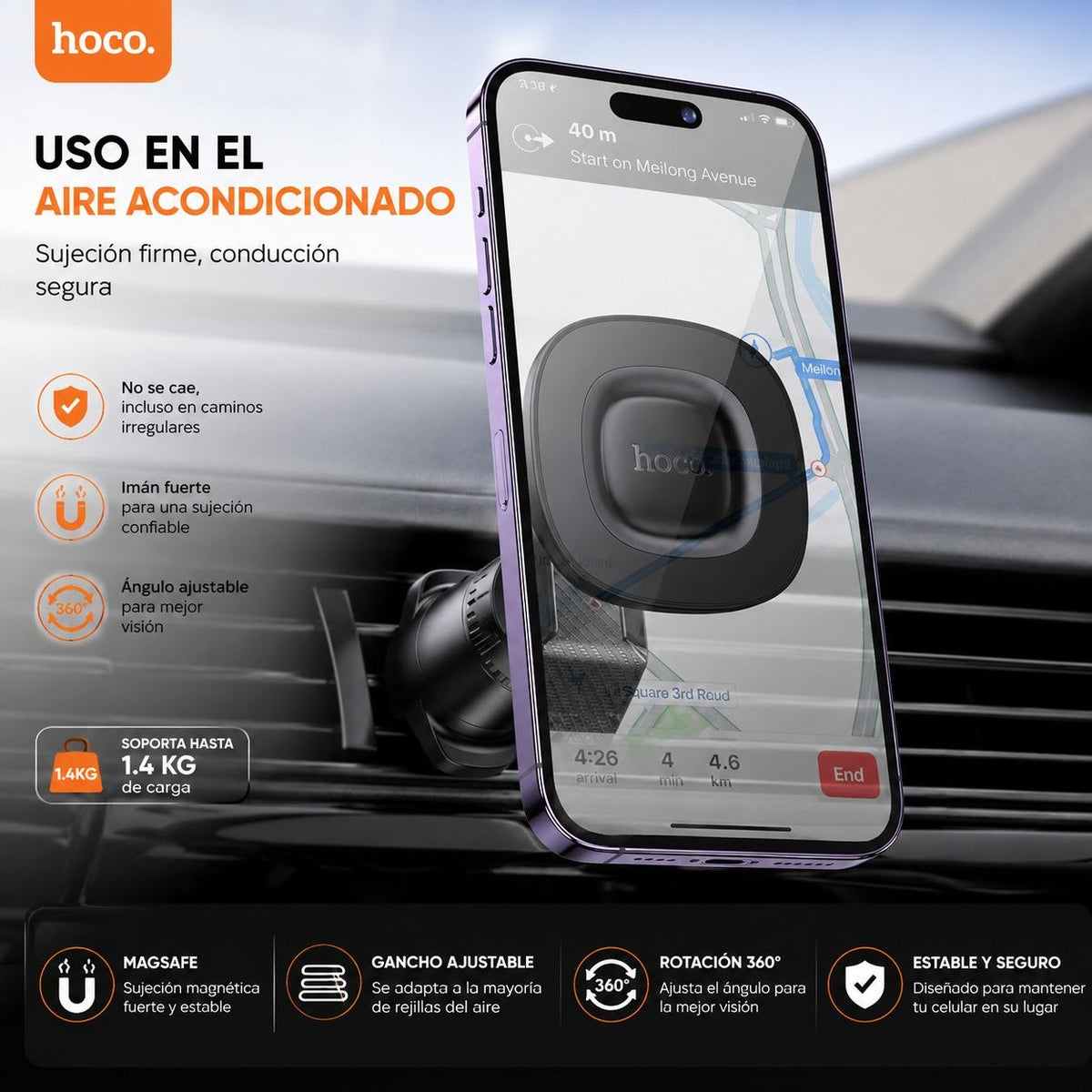 HOCO H74 Soporte para Auto Magnético para iPhone