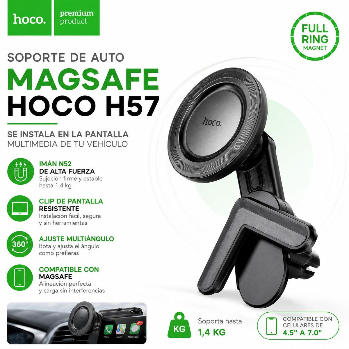 HOCO H57 Soporte para Auto Magnético para iPhone