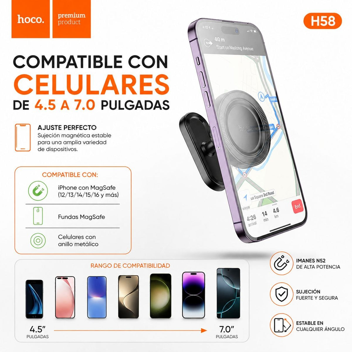 HOCO H58 Soporte para Auto Magnético para iPhone