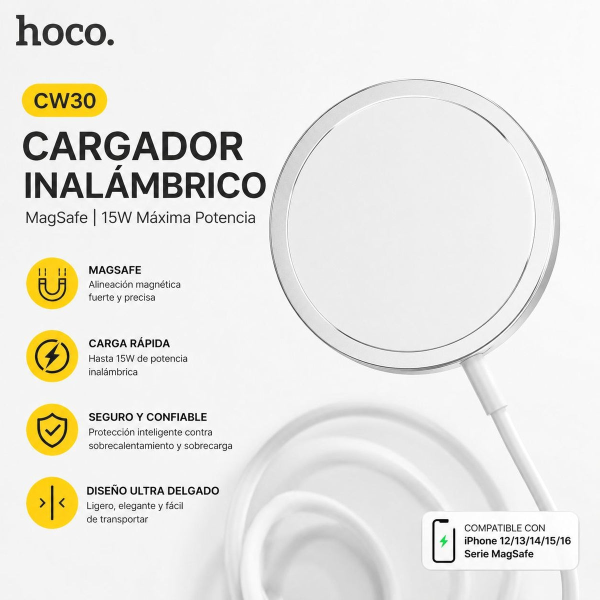 HOCO CW30 Cargador Inalámbrico MagSafe