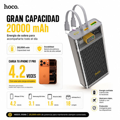 HOCO J104A de 20000 mAh Carga rápida con cable