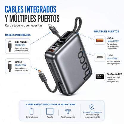 HOCO Q39 de 20000 mAh Carga Rápida con Cable